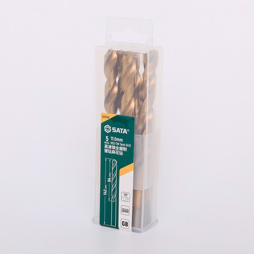 5件套高速钢全磨制镀钛麻花钻11.0MM